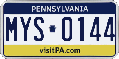 PA license plate MYS0144