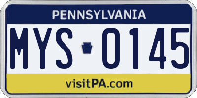 PA license plate MYS0145