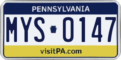 PA license plate MYS0147