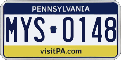 PA license plate MYS0148