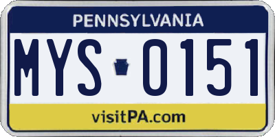 PA license plate MYS0151