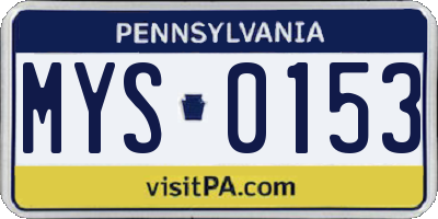PA license plate MYS0153