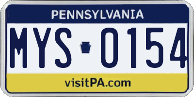 PA license plate MYS0154