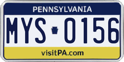 PA license plate MYS0156