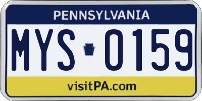 PA license plate MYS0159