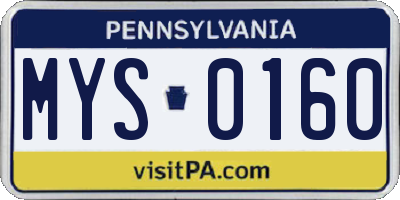 PA license plate MYS0160