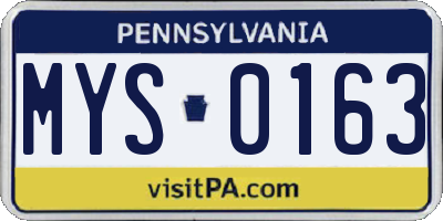 PA license plate MYS0163