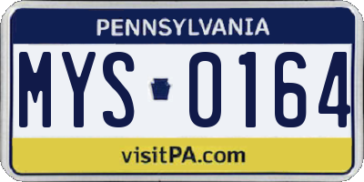 PA license plate MYS0164