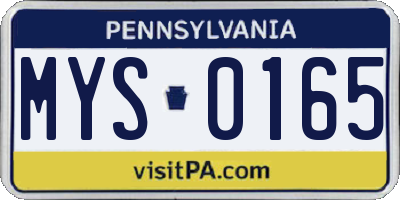 PA license plate MYS0165