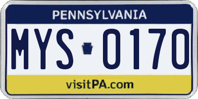 PA license plate MYS0170
