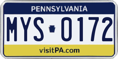 PA license plate MYS0172