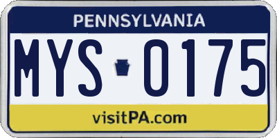 PA license plate MYS0175
