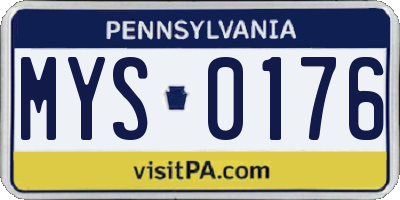PA license plate MYS0176