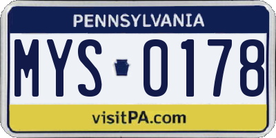 PA license plate MYS0178