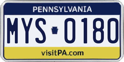 PA license plate MYS0180