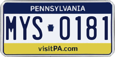 PA license plate MYS0181