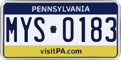 PA license plate MYS0183