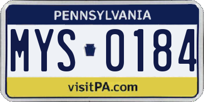 PA license plate MYS0184