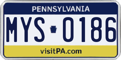 PA license plate MYS0186