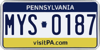 PA license plate MYS0187