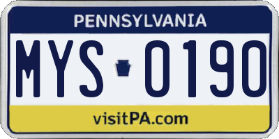 PA license plate MYS0190