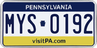 PA license plate MYS0192