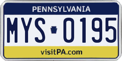 PA license plate MYS0195