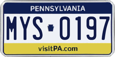 PA license plate MYS0197