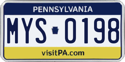PA license plate MYS0198
