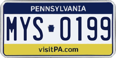 PA license plate MYS0199