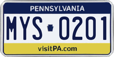 PA license plate MYS0201