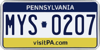 PA license plate MYS0207