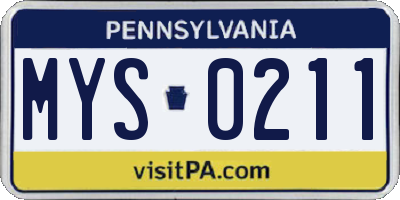 PA license plate MYS0211