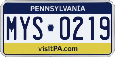 PA license plate MYS0219