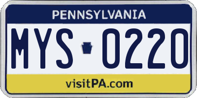PA license plate MYS0220