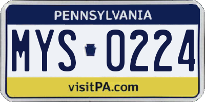 PA license plate MYS0224