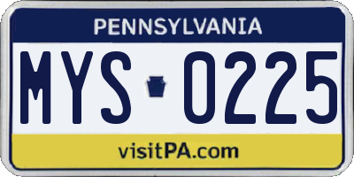 PA license plate MYS0225