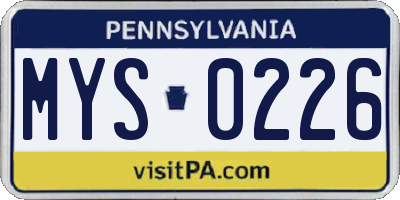 PA license plate MYS0226