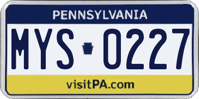 PA license plate MYS0227