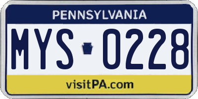 PA license plate MYS0228