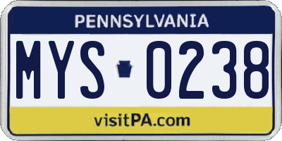 PA license plate MYS0238