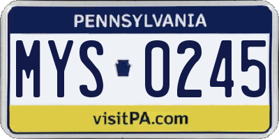 PA license plate MYS0245