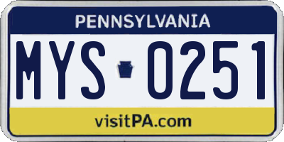 PA license plate MYS0251