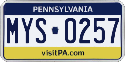 PA license plate MYS0257