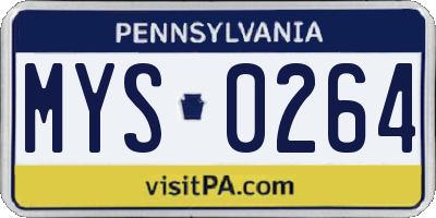 PA license plate MYS0264
