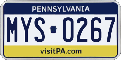 PA license plate MYS0267