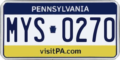 PA license plate MYS0270