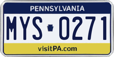 PA license plate MYS0271