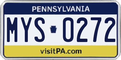 PA license plate MYS0272