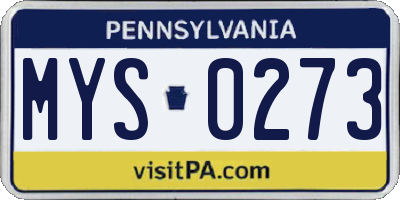 PA license plate MYS0273